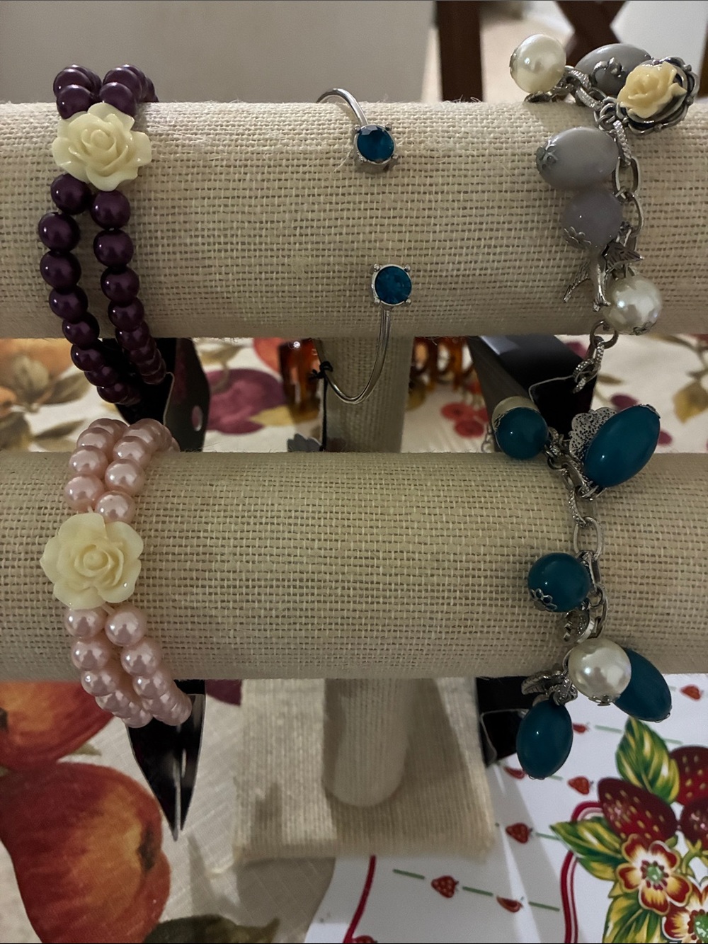 paparazzi Purple, Teal, Pink and Cream Bracelet Set